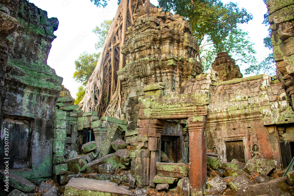 A beautiful view of Ta Phrom temple at Siem Reap, Cambodia. A beautiful view of Ta Phrom temple at Siem Reap, Cambodia.
