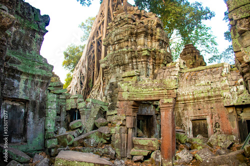 A beautiful view of Ta Phrom temple at Siem Reap  Cambodia.