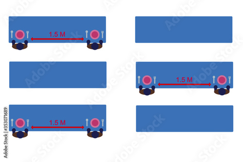 Social distancing for canteen. Save  from coronavirus outbreak. Vector illustration in flat style.