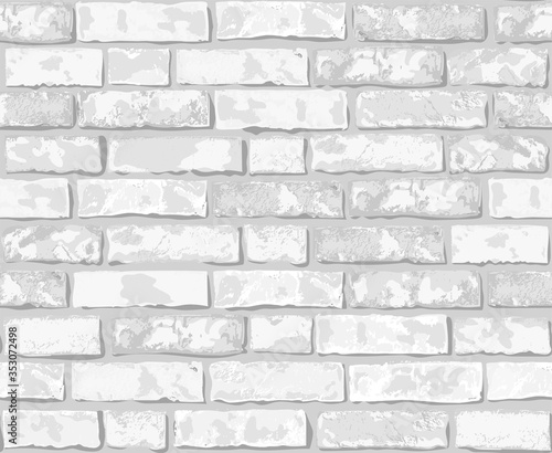Realistic Vector brick wall seamless pattern. Flat wall texture. Beautiful wh...