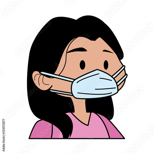 young woman using medical mask