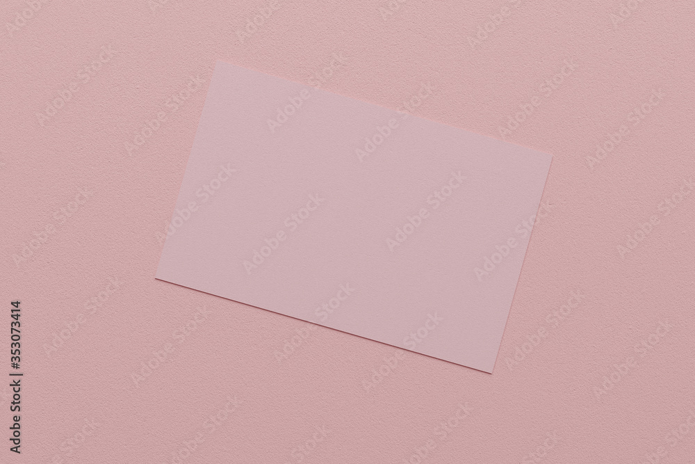 Pink pastel business card paper mockup template with blank space cover for insert company logo or personal identity on cardboard background. Modern stationary concept. 3D illustration render Pink pastel business card paper mockup template with blank space cover for insert company logo or personal identity on cardboard background. Modern stationary concept. 3D illustration render