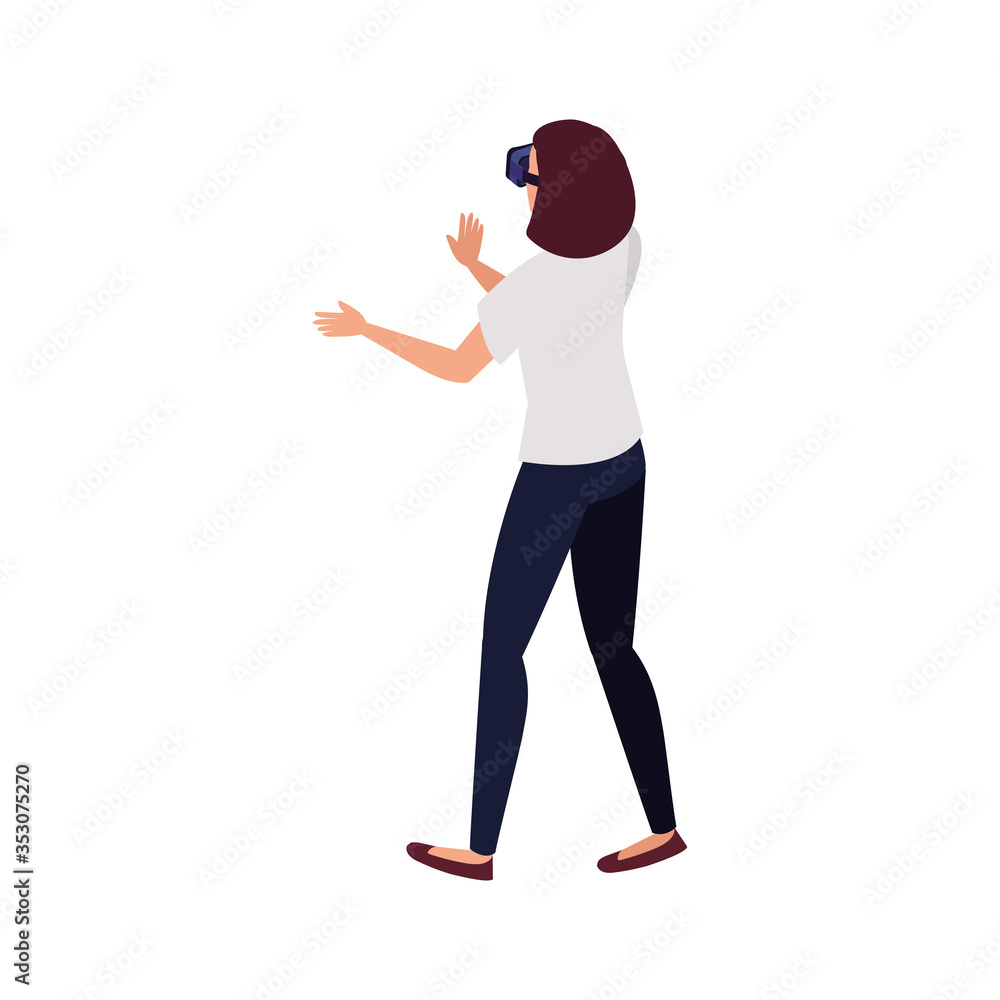 woman with glasses virtual reality on white background vector illustration design woman with glasses virtual reality on white background vector illustration design