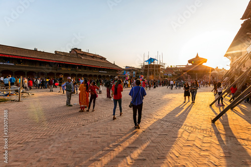 Sunset at the Durbar Square in Bhaktapur, Nepal
