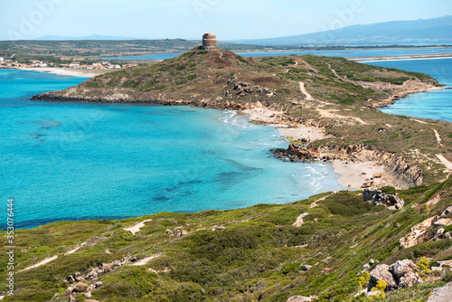 Sardegna, panorama costiero di Capo San Marco e Tharros, a Cabras, Italia photo