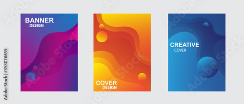 Minimal annual report design vector collection. Abstract liquid shape. Dynamic shapes composition.	 photo