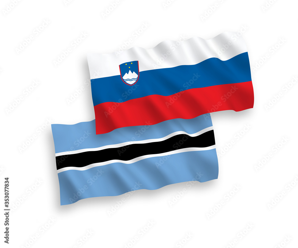 Fototapeta premium Flags of Slovenia and Botswana on a white background
