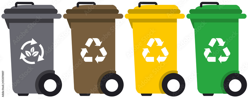 Picto Containers 4 Poubelles Recyclage 7 Stock Vector 