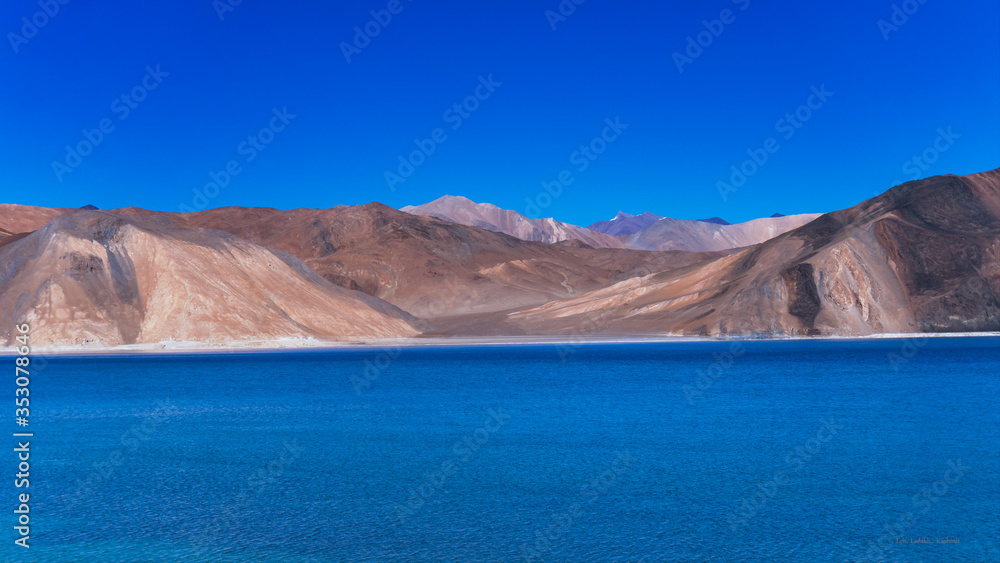 Amazing blue water in pangong lake ,Leh Ladakh, India