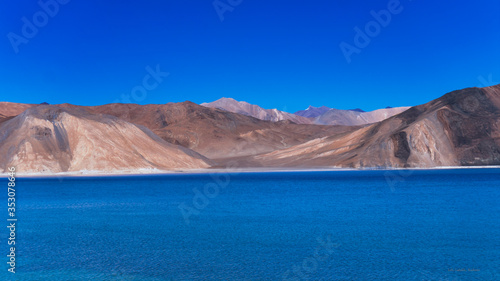 Amazing blue water in pangong lake ,Leh Ladakh, India