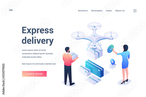 Vector banner for modern express delivery service