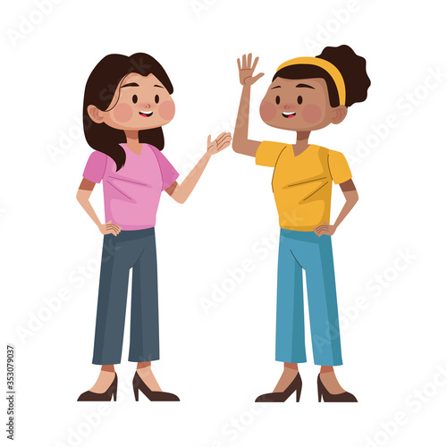 interracial women avatars characters icon
