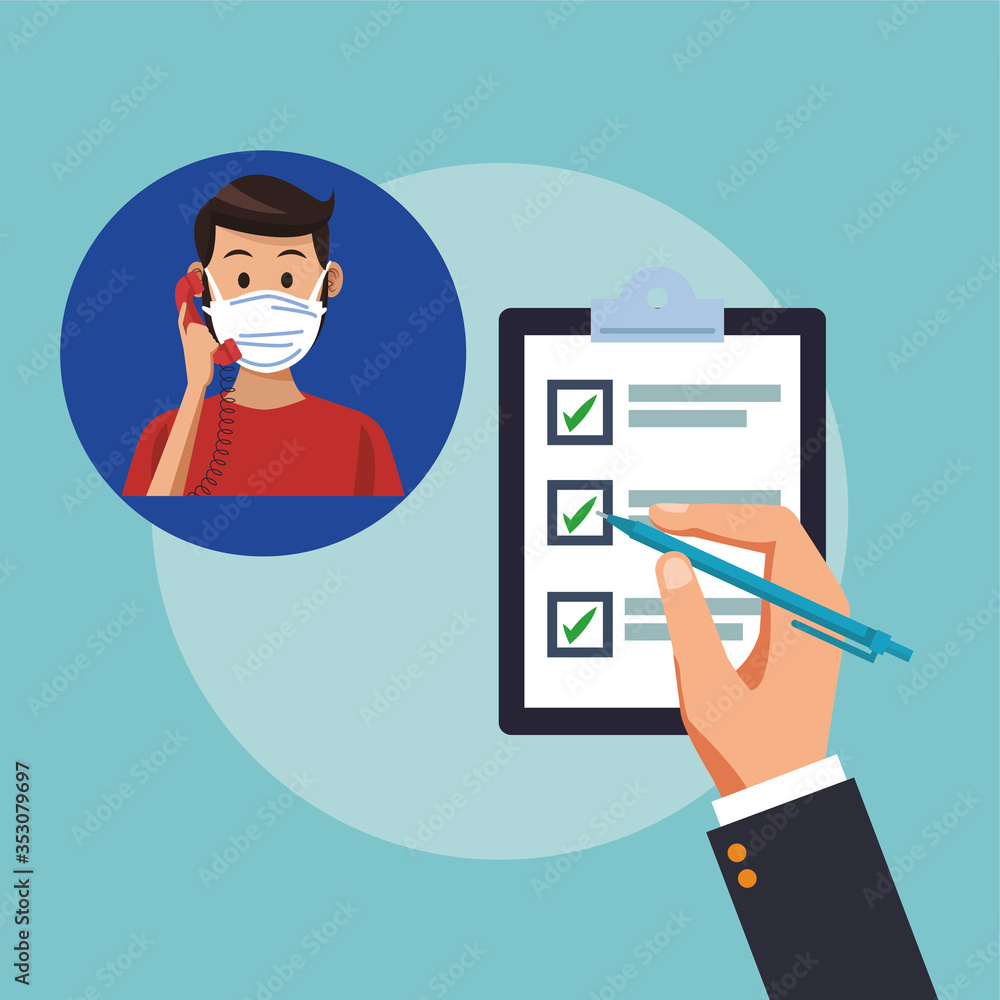 call center support male worker wearing medical mask call center support male worker wearing medical mask