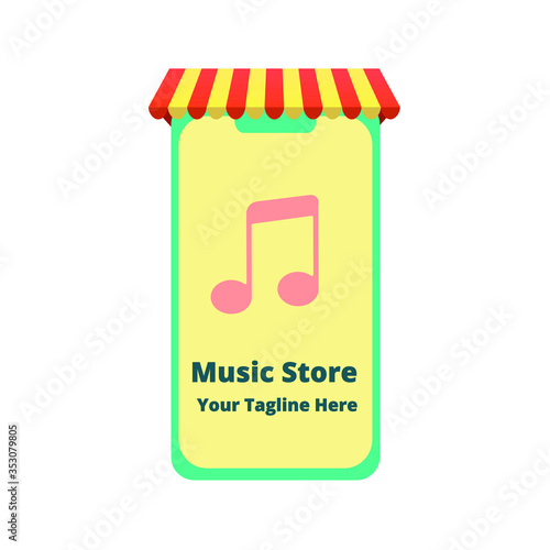 illustration of music store