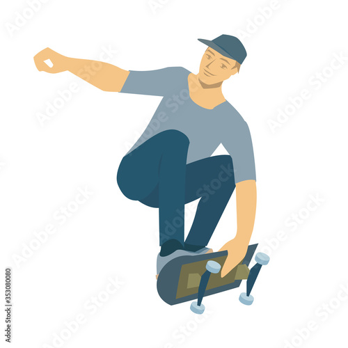 Skateboarder. Vector illustration. Isolated on a white background.