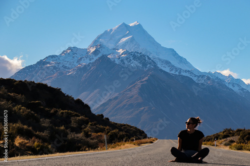 View of Mount Cook, Aoraki National park, Southern Alps, New Zealand, autumn