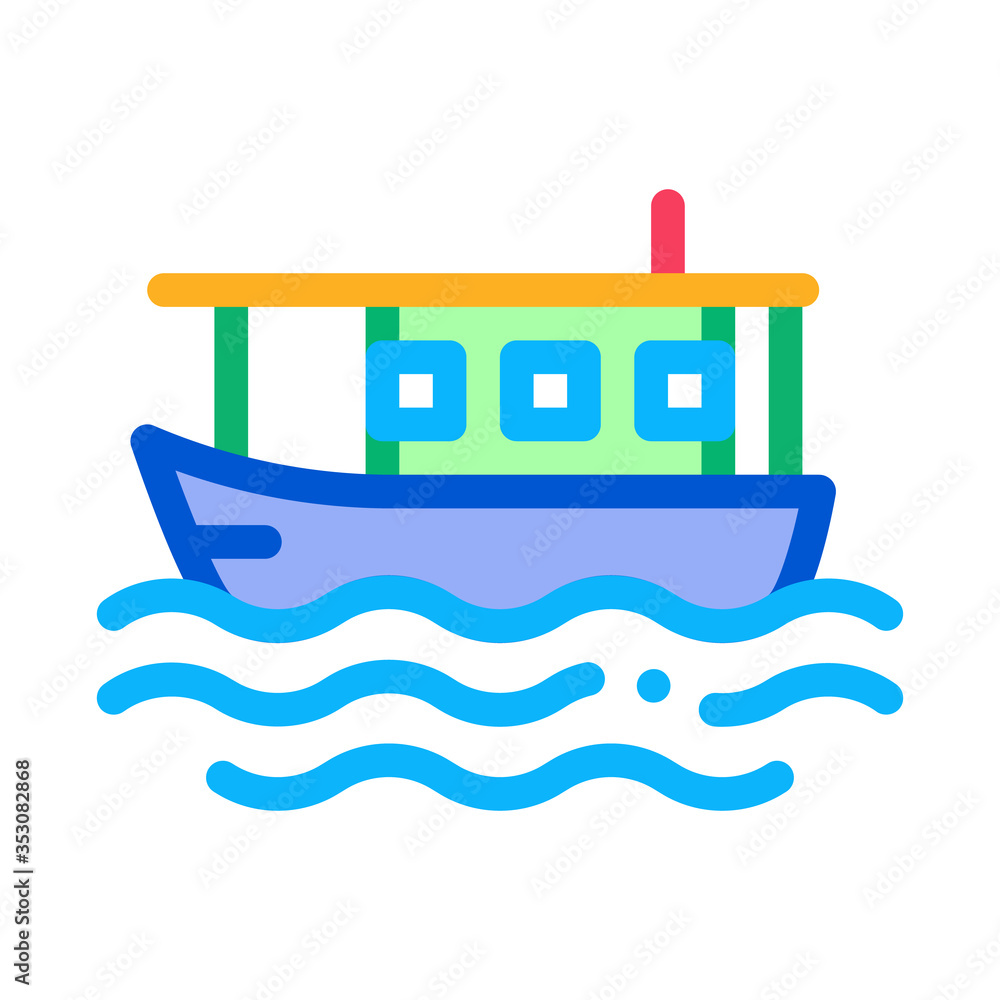 water yacht inmiddle of sea icon vector. water yacht inmiddle of sea sign. color symbol illustration water yacht inmiddle of sea icon vector. water yacht inmiddle of sea sign. color symbol illustration