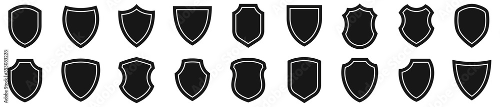 Shield icons set. Protect shield vector - obrazy, fototapety, plakaty 