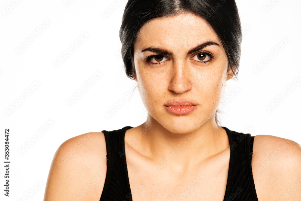 a young suspicious woman without makeup a young suspicious woman without makeup