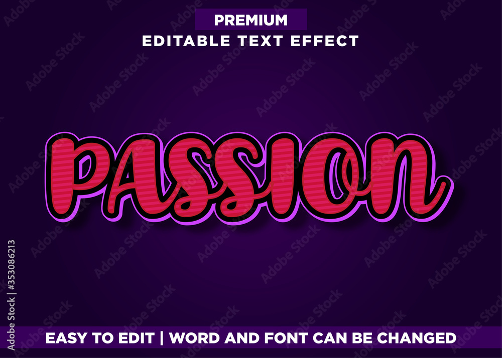 Passion text effect. editable font style