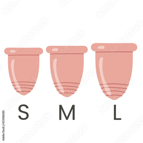 different size Menstrual cup set. Eco-friendly, silicone washable menstrual cup. Zero waste period personal hygiene. Plastic-free concept.