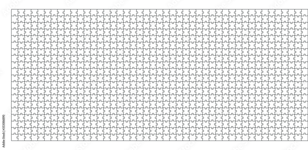 Set of eight hundred jigsaw puzzle pieces. Puzzle with different types of details and the ability to move each part. Black and white vector illustration. Set of eight hundred jigsaw puzzle pieces. Puzzle with different types of details and the ability to move each part. Black and white vector illustration.