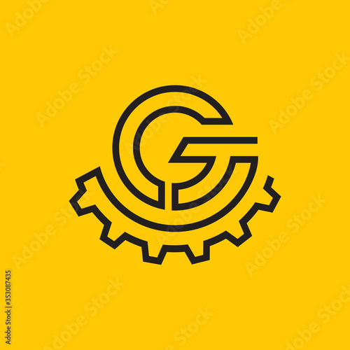 Letter GT or CT Gear Logo Vector Design