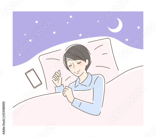 笑顔で眠る女性
