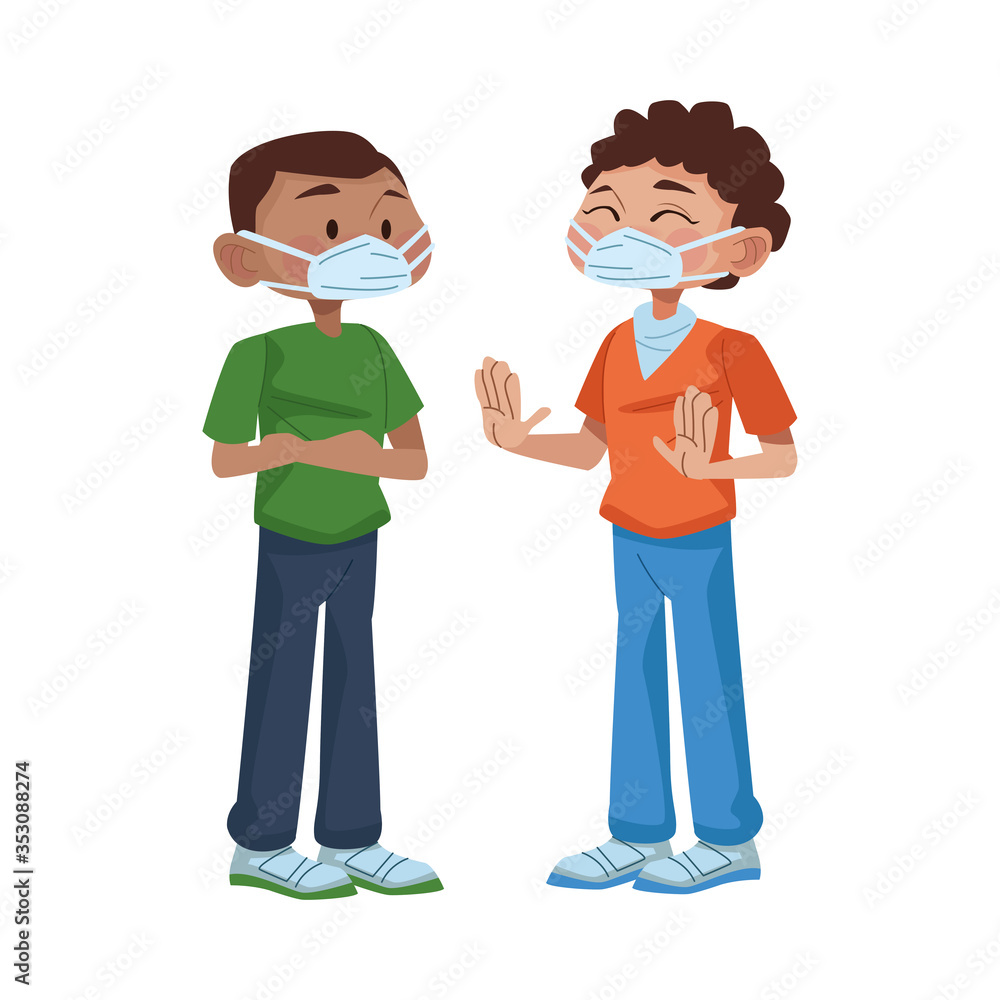 interracial young men using medical masks characters interracial young men using medical masks characters