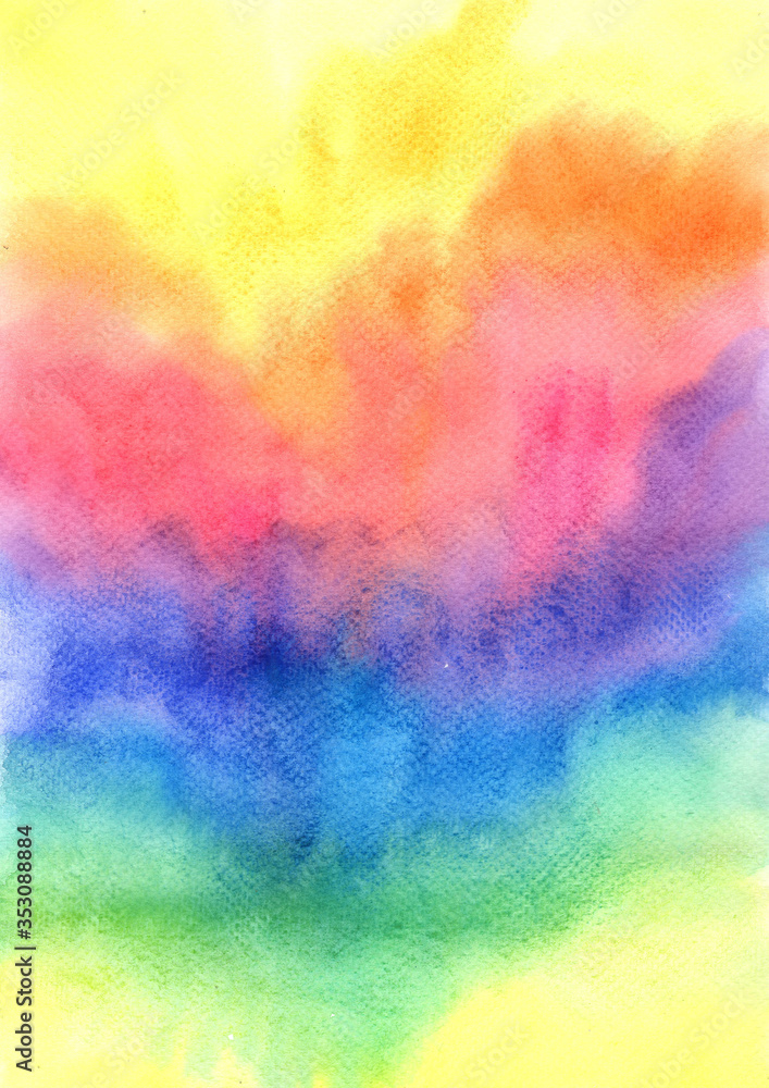Colorful rainbow watercolor hand painting grunge background for decoration on holi festival.