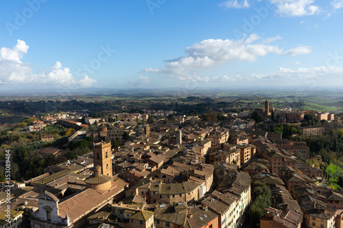 View of the city of Siena from the top of the tower of Mangia, Tuscany, Italy
