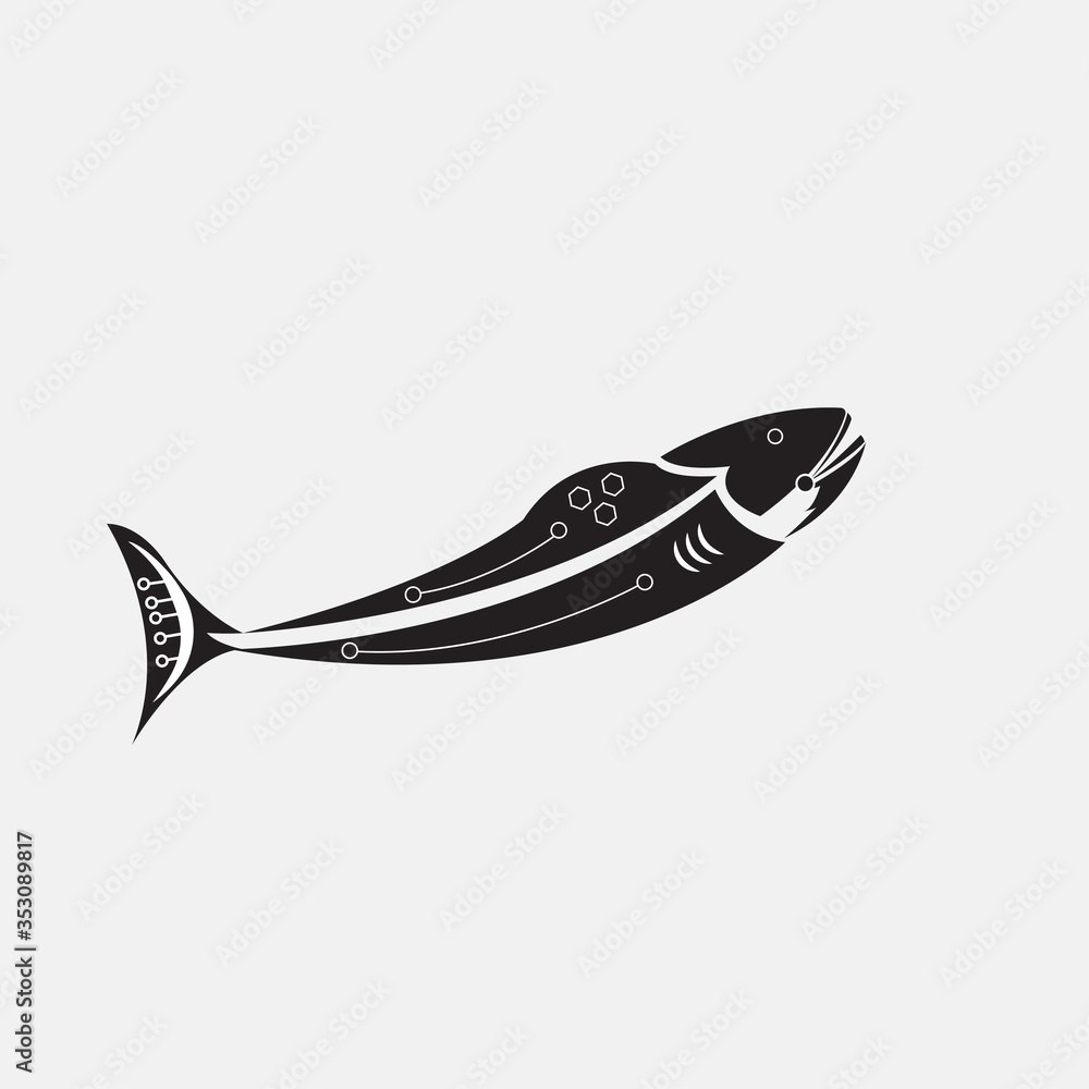 Black tuna technology illustration. vector design Black tuna technology illustration. vector design