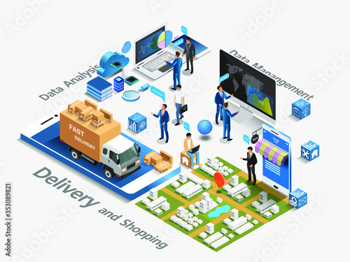 Web page design templates for business,Ecommerce market  isometric and online shopping. Modern vector illustration concepts for website and mobile website development, vector isometric concept.
