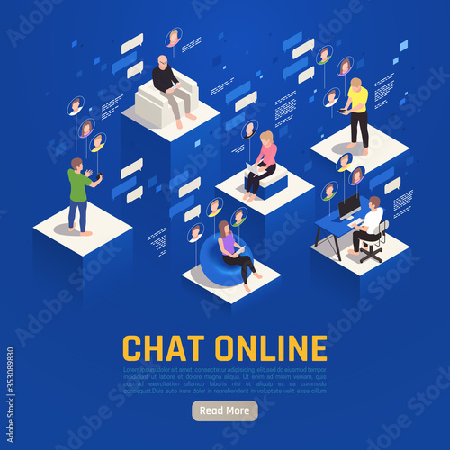 Chat Online Isometric Background
