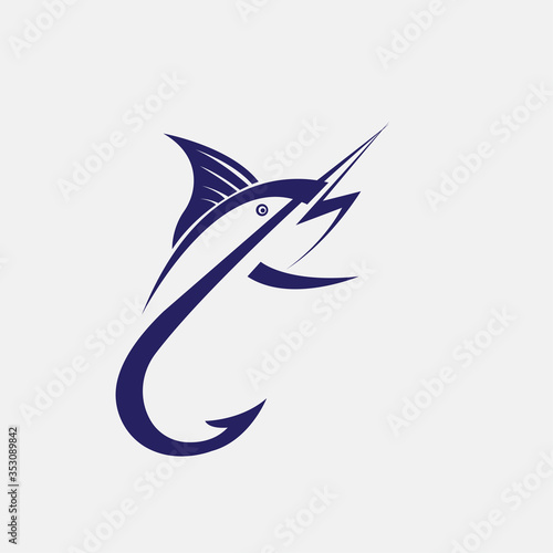 Marlin fish illustration logo abstrack design vector