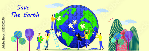 ecology concept save The earth, vector isometric concept.