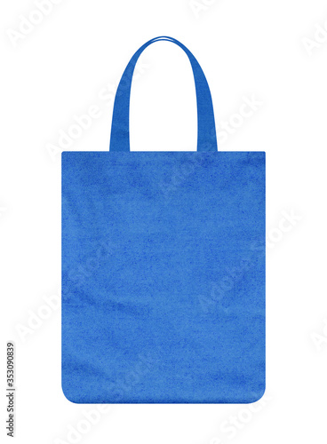 Blue canvas tote bag isolated on white background with clipping path. Mockup for design