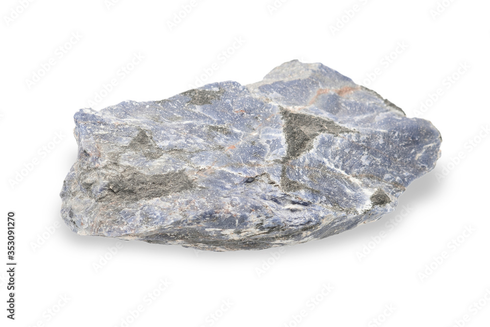 .Sodalite mineral isolated on white background .Sodalite mineral isolated on white background