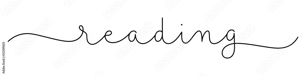 READING black vector monoline calligraphy banner with swashes READING black vector monoline calligraphy banner with swashes