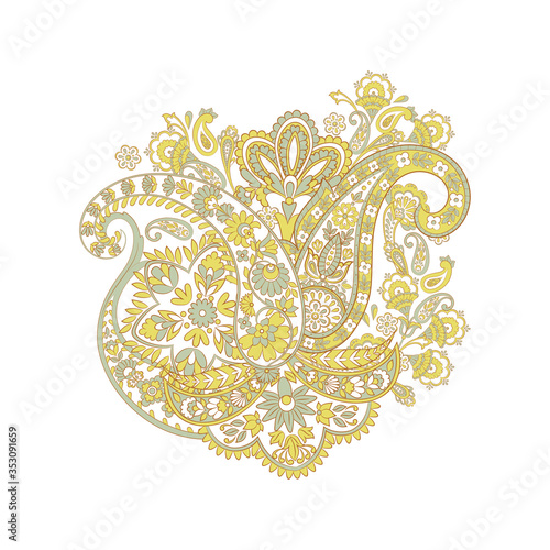 Paisley isolated. Card with paisley isolated for design. Floral vector pattern. Embroidery floral vector pattern.