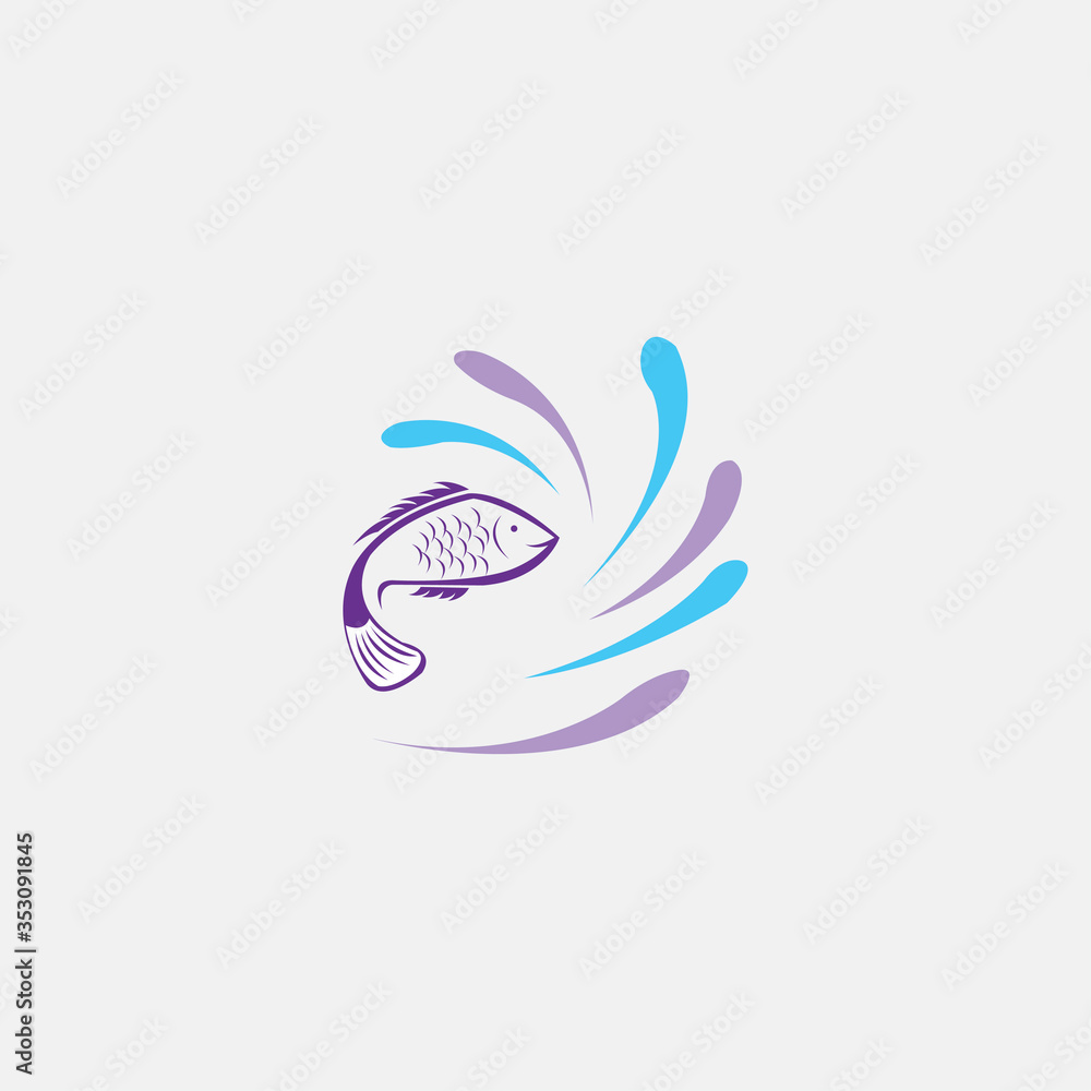 Fish illustration of water logo design vector Fish illustration of water logo design vector