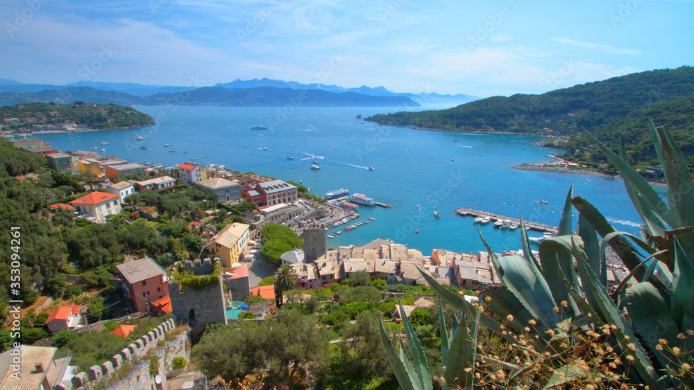 view of the sea and mountains in porto venere italy europe