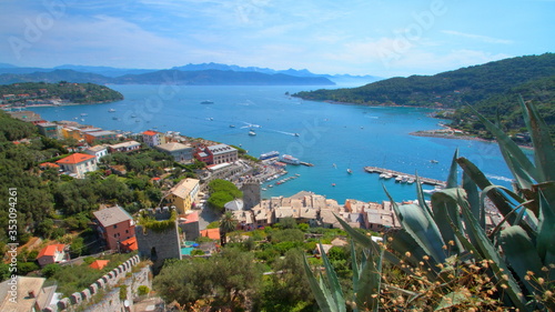 view of the sea and mountains in porto venere italy europe © picture10