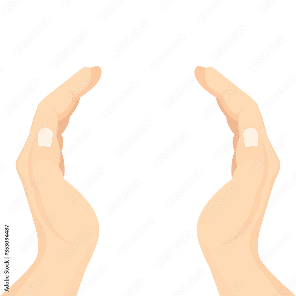 Hand palms vector illustration. Protect and care concept metaphor graphic. Part of set. Hand palms vector illustration. Protect and care concept metaphor graphic. Part of set.