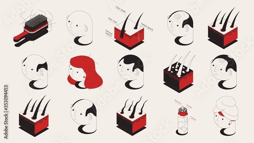 Hair Problems Icon Set