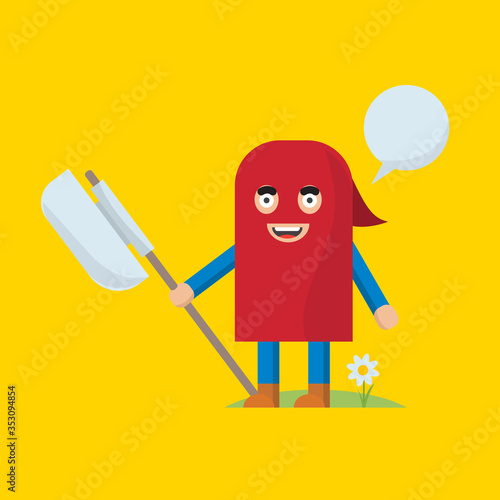 Cartoon executioner Flat Vector Illustration.