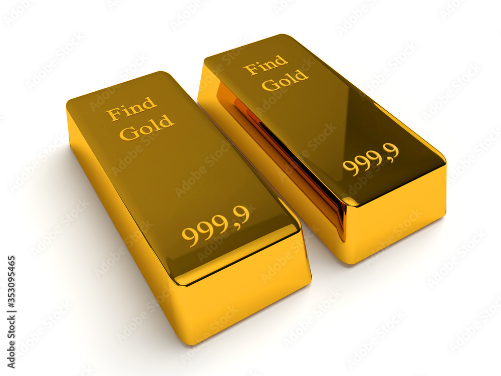 Two gold bars isolated on white background. Finance concept Two gold bars isolated on white background. Finance concept