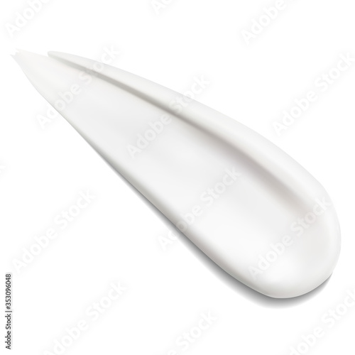 Cosmetic cream smear texture. White brish stroke mockup. Realistic beauty product swirl. milk mousse splash. Creamy toothpaste smudge graphic. Makeup concealer or moisturizer splatter