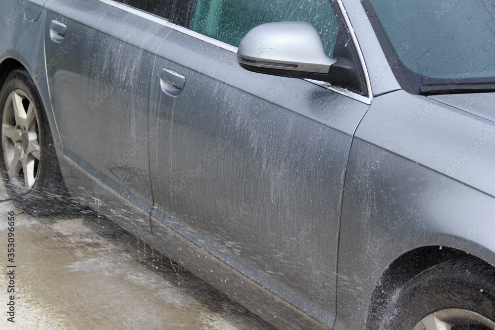 Cleaning car using high pressure water. outdoor. Cleaning car using high pressure water. outdoor.