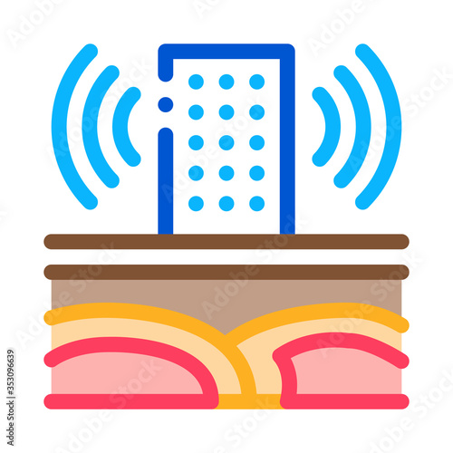 seismic wave high-rise building icon vector. seismic wave high-rise building sign. color symbol illustration